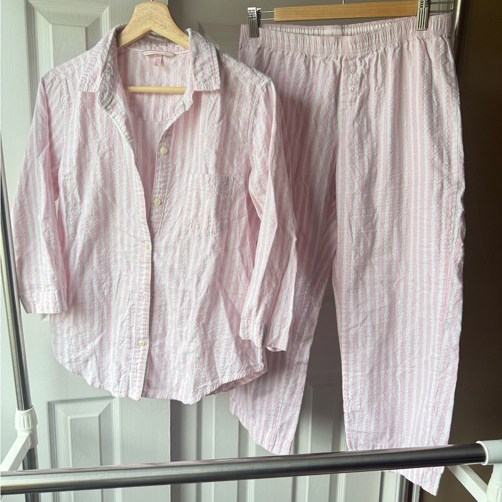 Victoria’s Secret Pink Striped Pajama Set (Top + Pants)